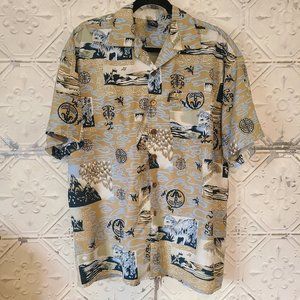Vintage Hang Ten Hawaiian Button Up Shirt Men's Size Med